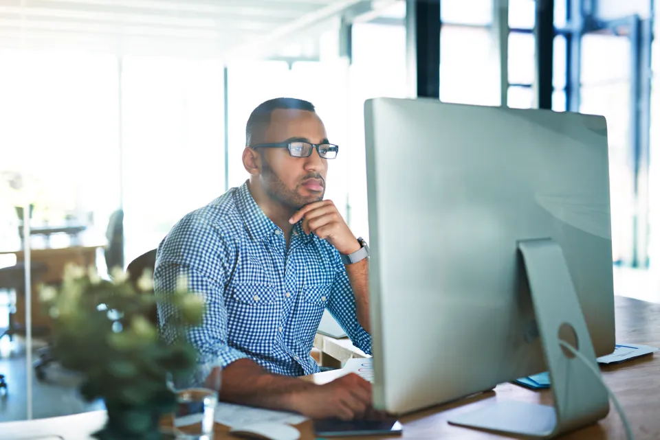 Person reading something on their computer