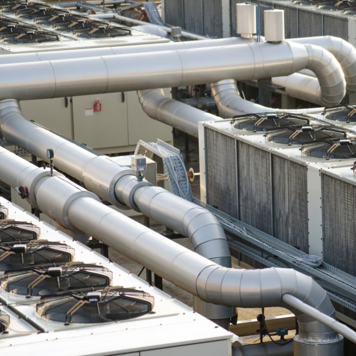Rooftop commercial ducting and pipes