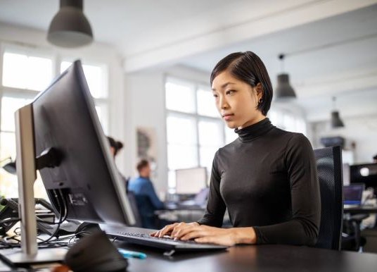 Woman working on a computer