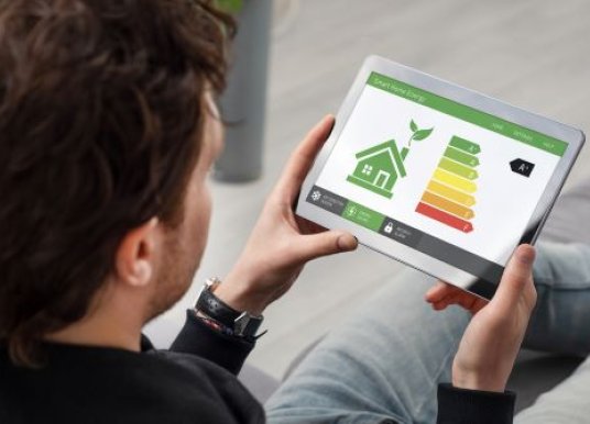 Person looking at energy app